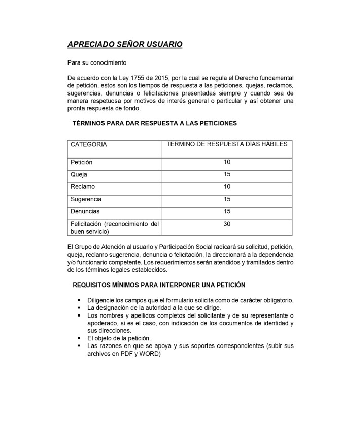 Condiciones técnicas