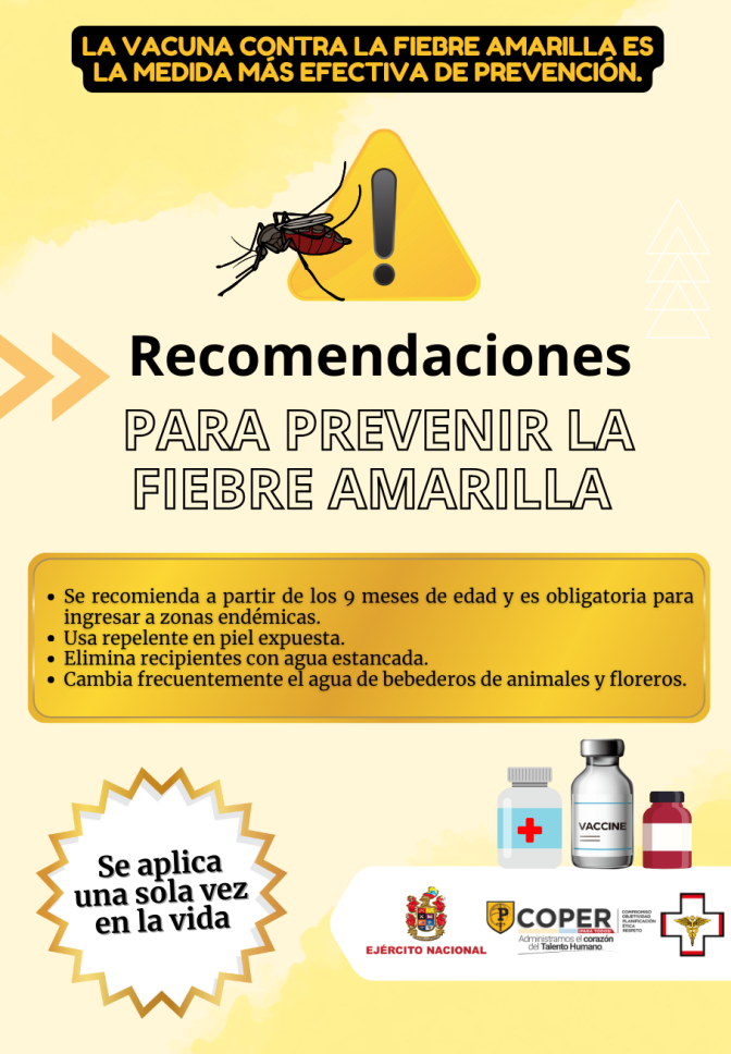 Ejército Nacional promueve la vacunación como escudo contra la fiebre amarilla