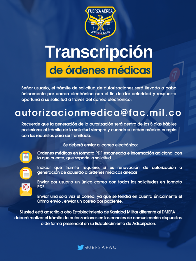 Conoce los canales de comunicación Transcripción de Órdenes Médicas de los ESM FAC